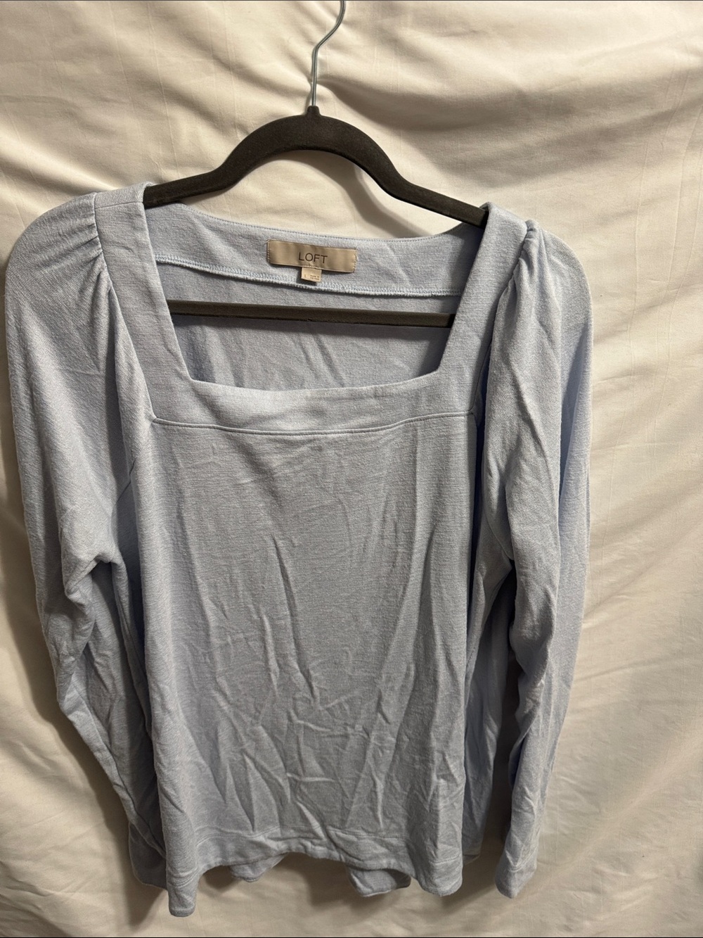 LOFT Pale Blue Square Neck Long Sleeve Tee